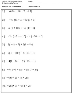 14 Best Images of Distributive Property Printable Worksheets