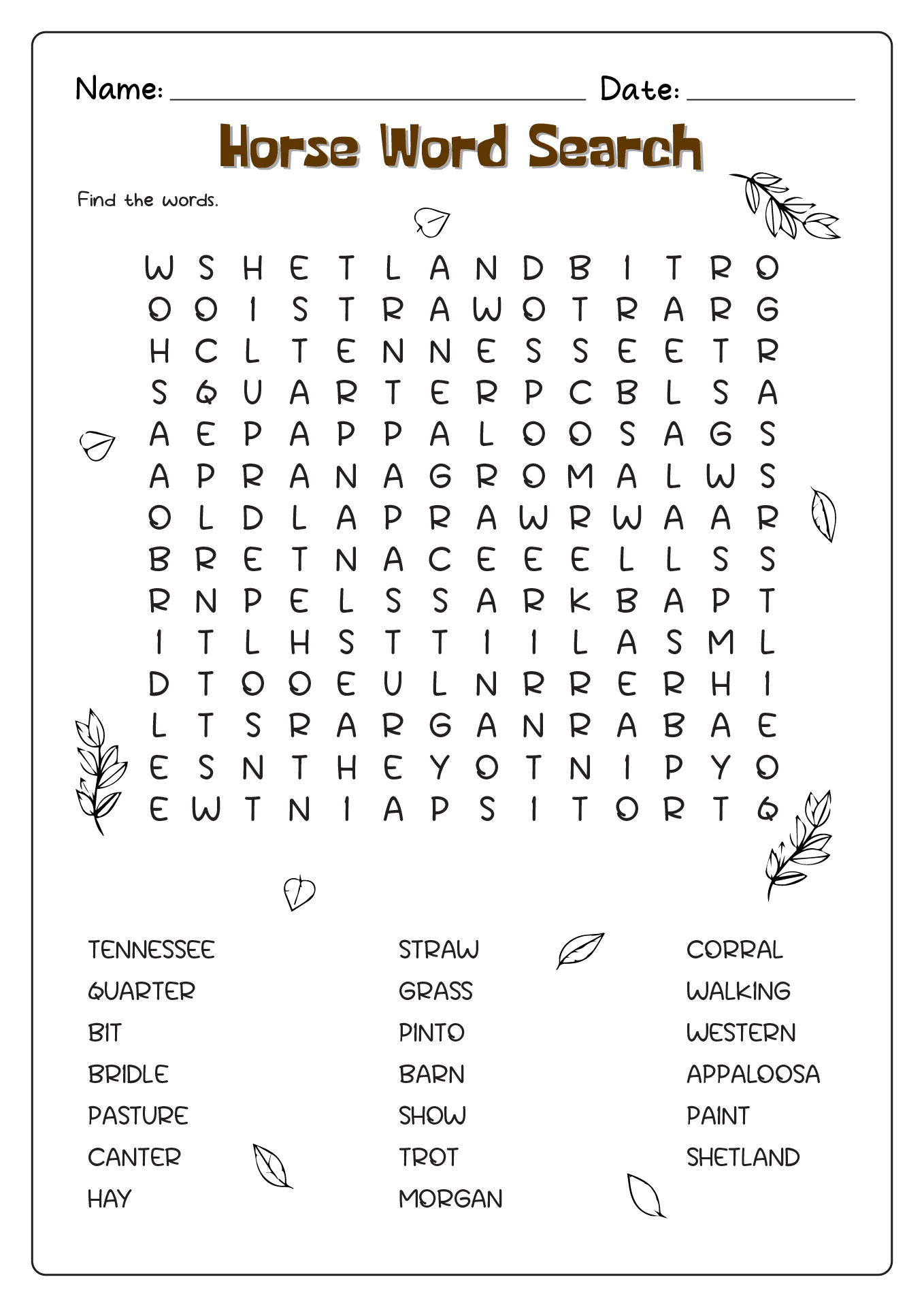 20 Best Images Of Horse Tack Worksheet Printable Horse Crossword Puzzle For Kids Horse