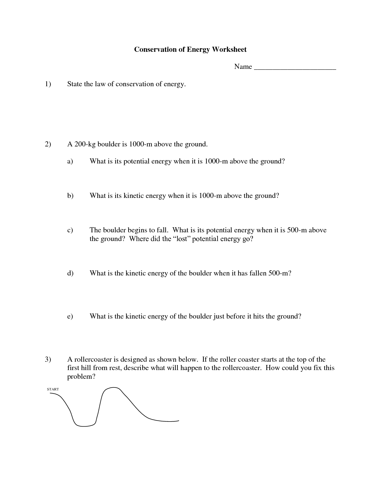 17 Best Images Of Energy Transformation Worksheet Answers Conservation Of Energy Worksheet 