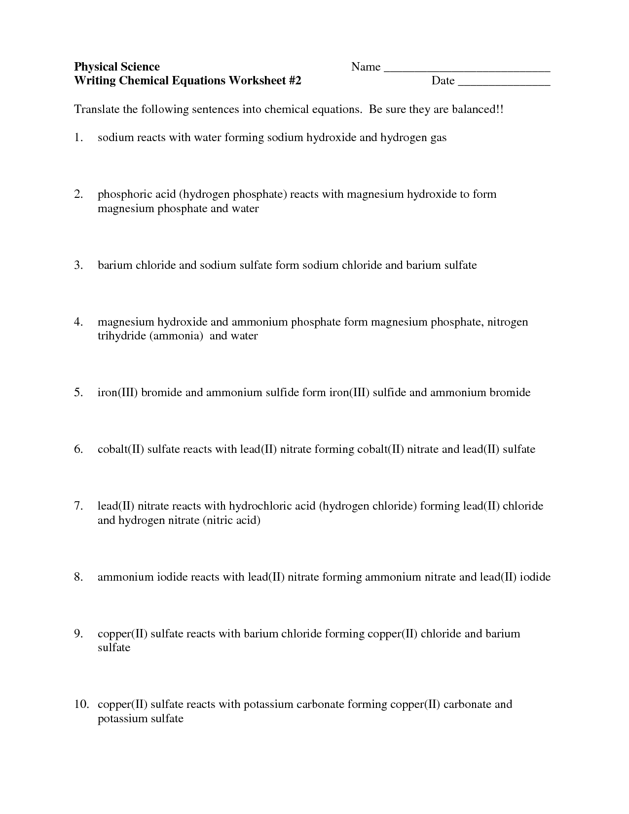 12 Best Images Of Balancing Chemical Equations Worksheet PDF Balancing Chemical Equations 