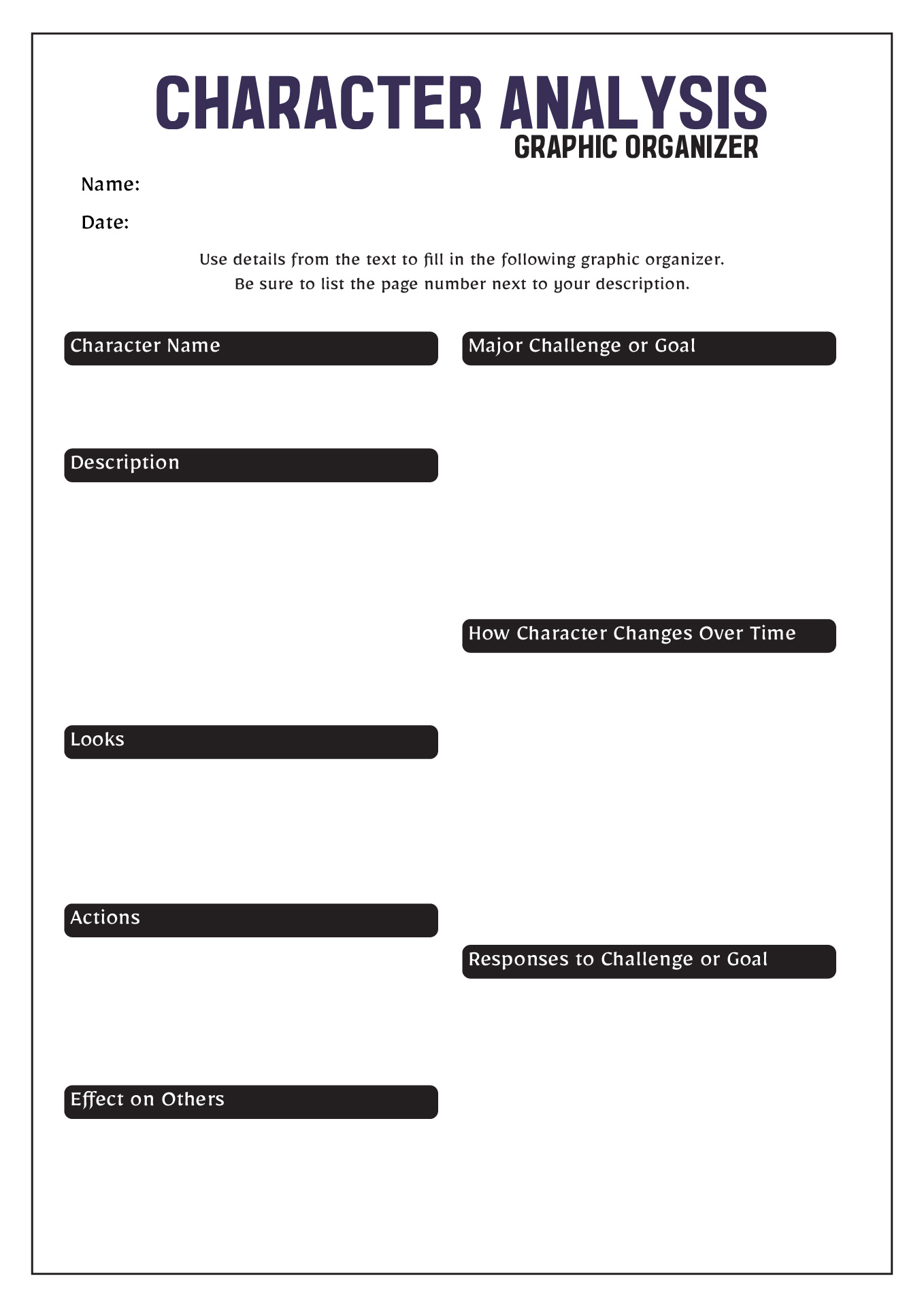 16 Best Images Of High School Graphic Organizer Worksheets Character Analysis Graphic