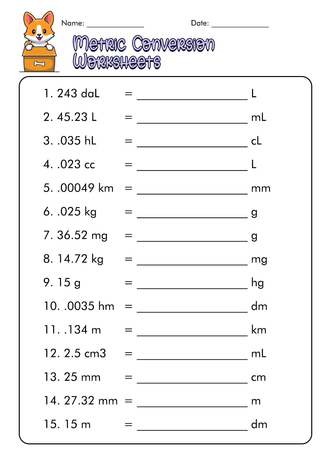 measurements-worksheets
