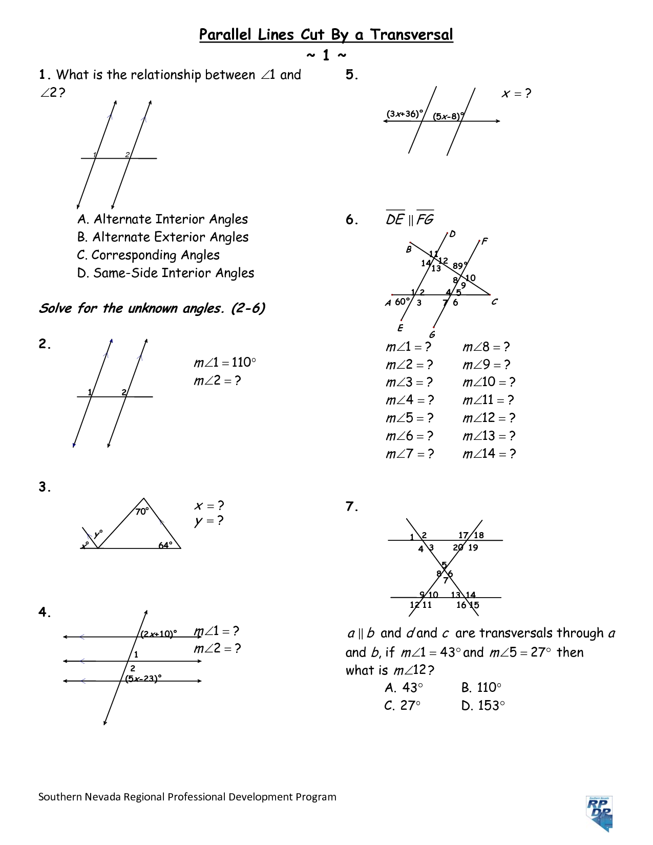 7 Best Images Of Parallel Lines Worksheet Parallel Perpendicular Lines Slope Worksheet