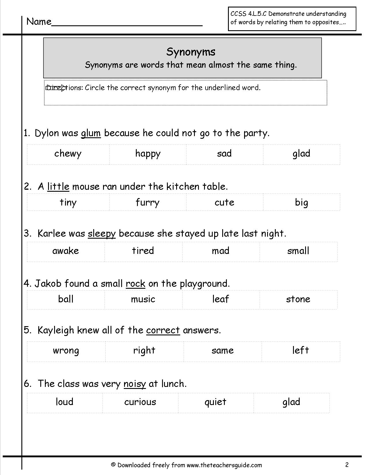 11 Best Images Of Matching Synonyms Worksheet Synonym Antonym 