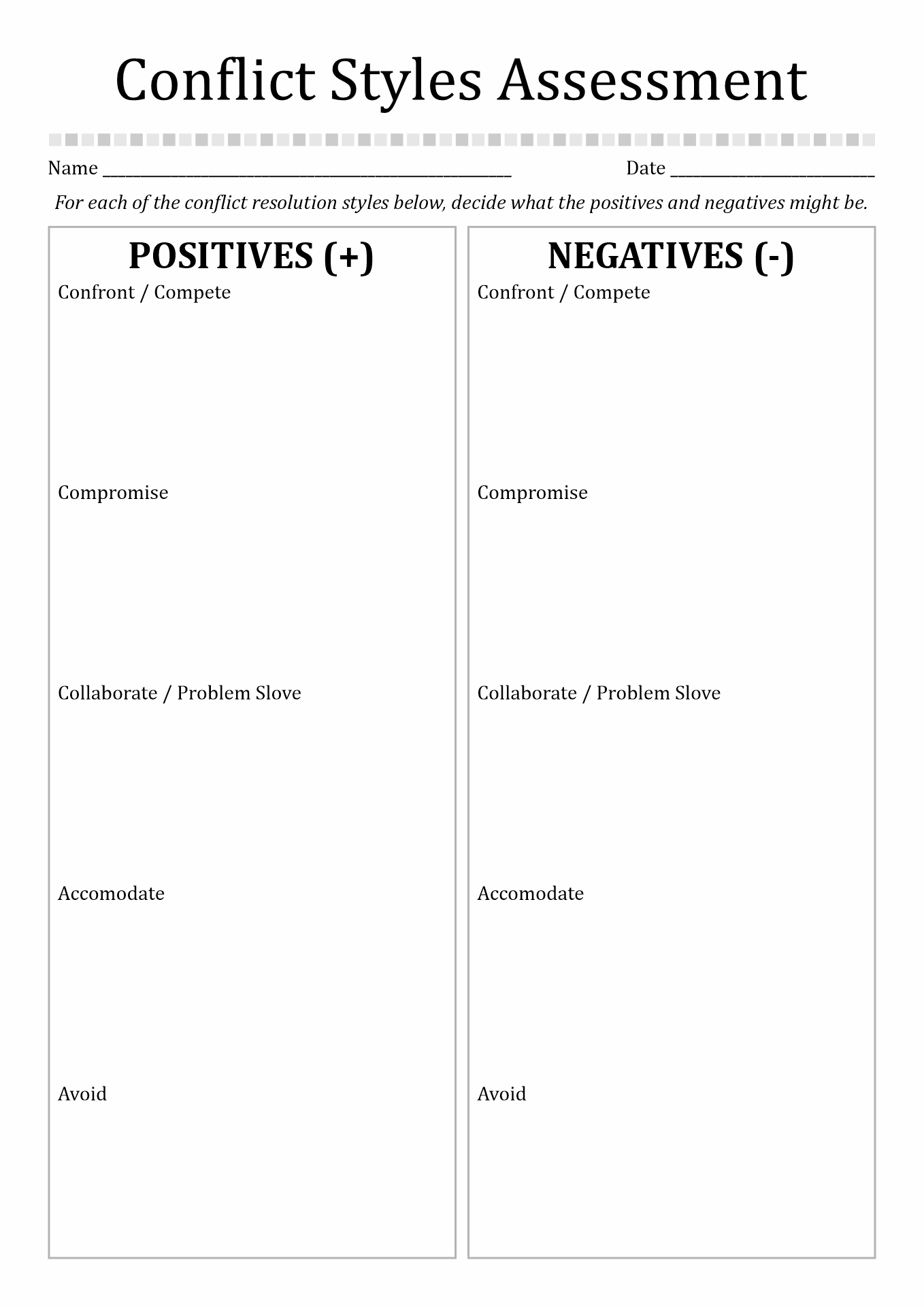 Free Printable Conflict Resolution Worksheets Printable Word Searches