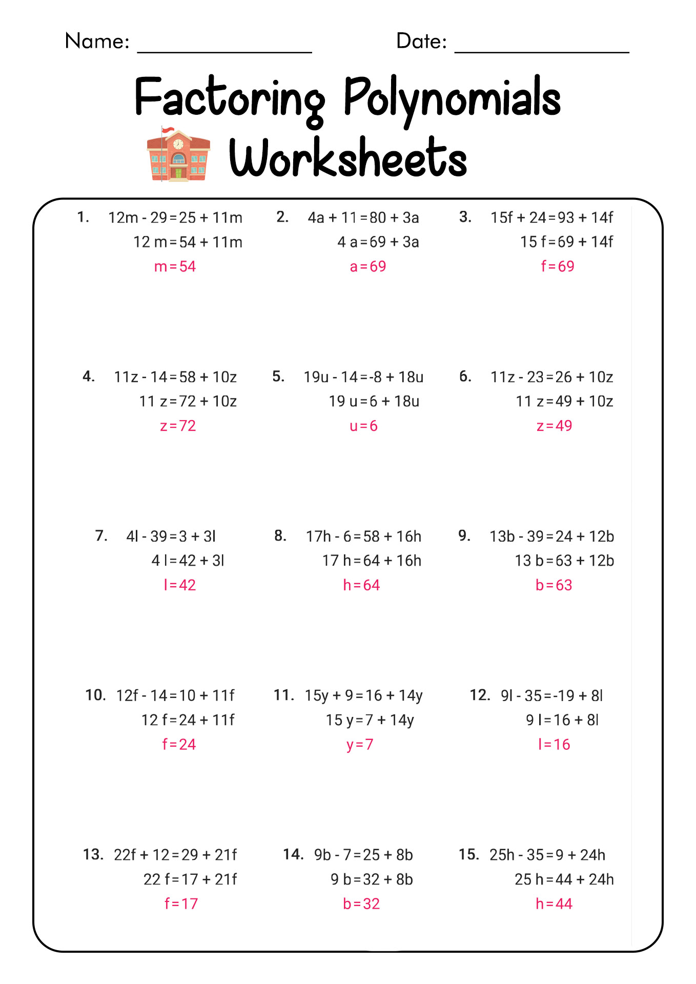 10 Best Images Of Factoring Polynomials Practice Worksheet And Answers 