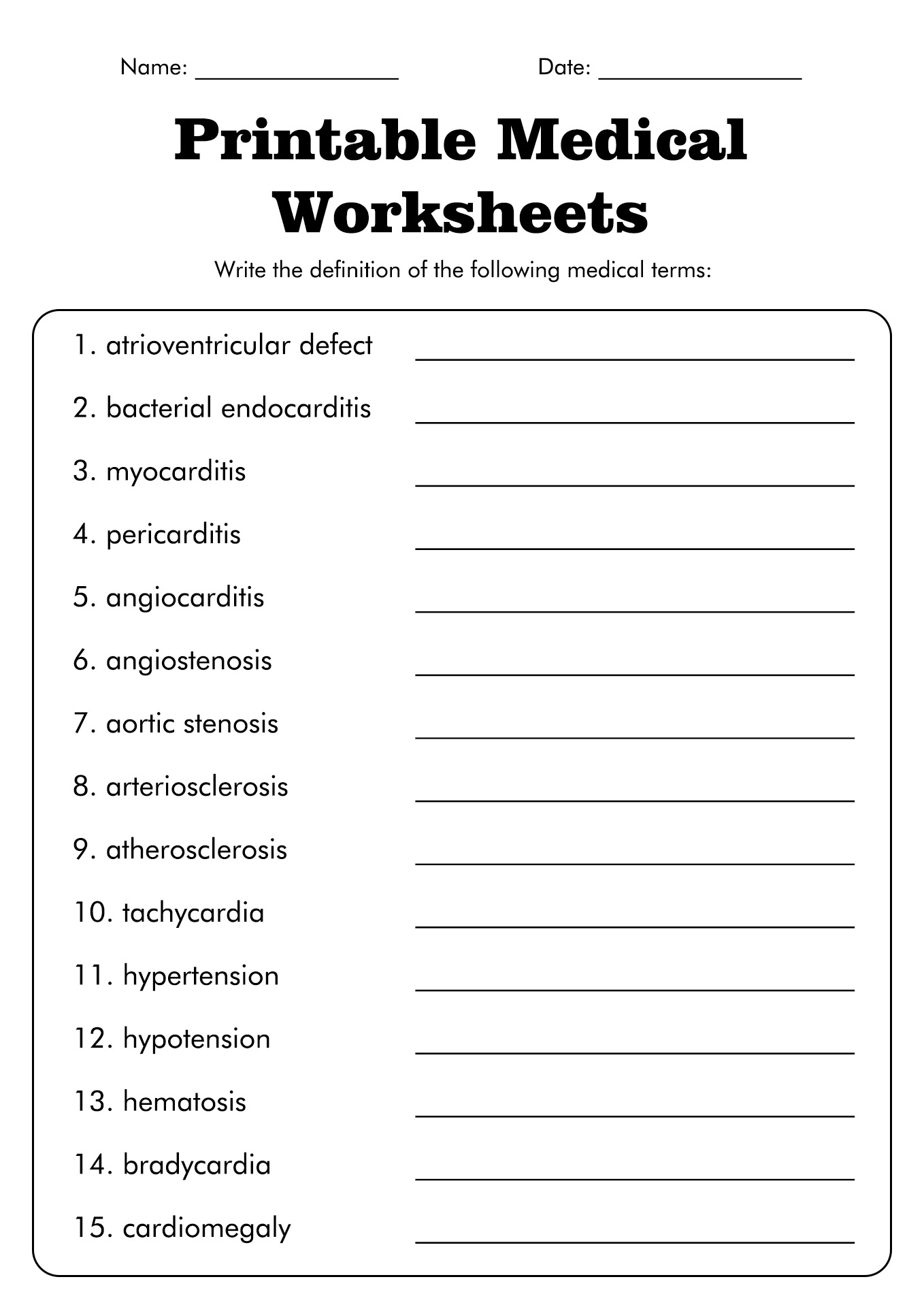 13 Best Images Of Medical Assistant Printable Worksheets Medical 