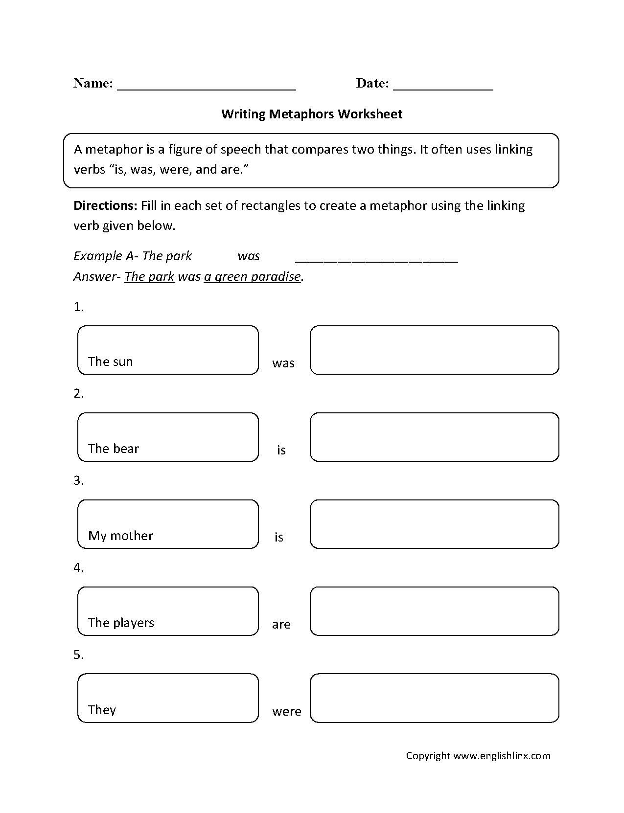 16 Best Images Of Simile Worksheets 2nd Grade Simile And Metaphor 