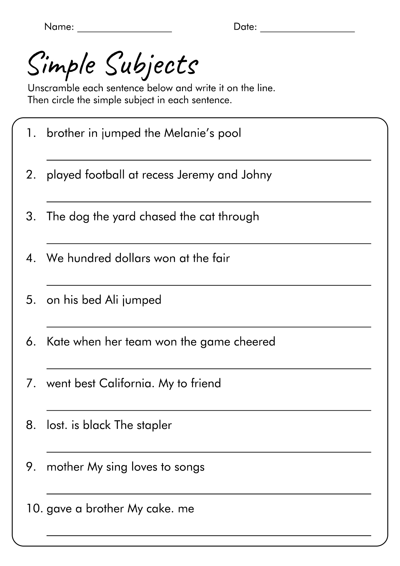 17 Best Images Of Simple Sentence Worksheets 6th Grade 7th Grade 