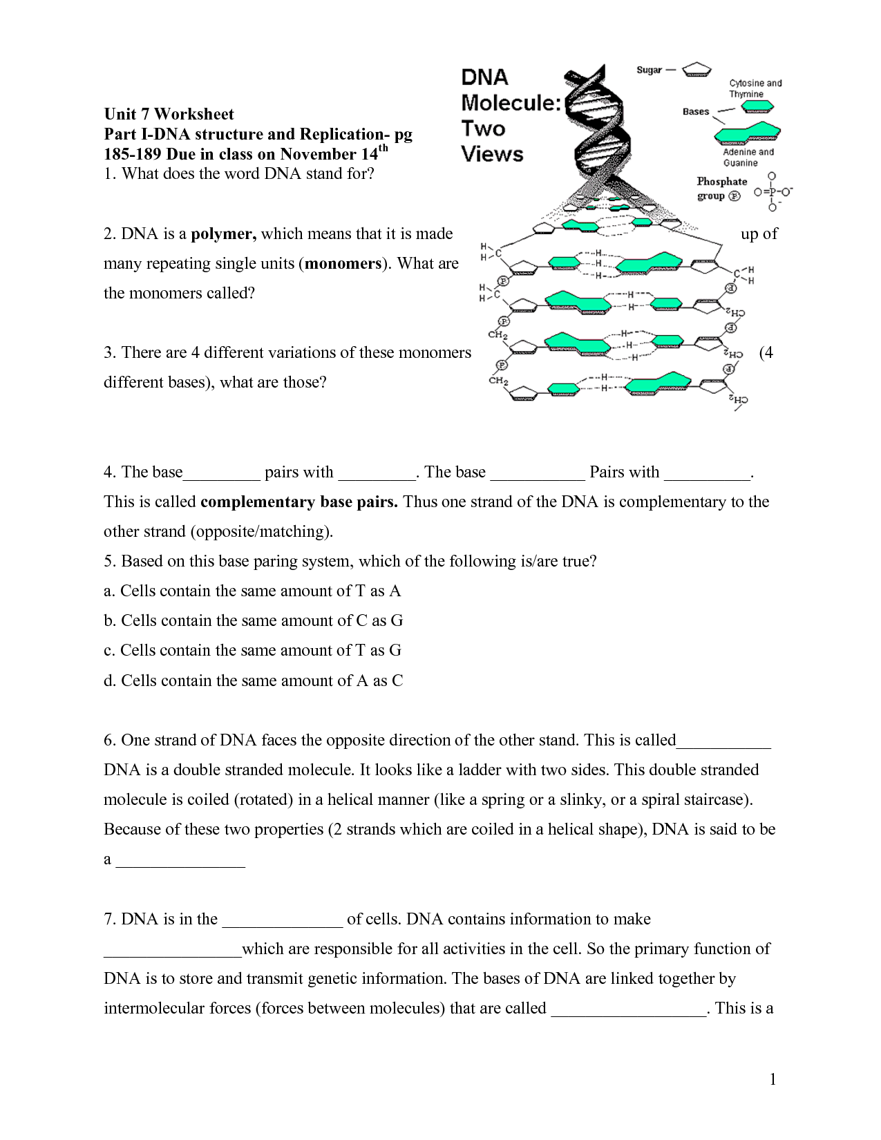 18 Best Images Of DNA And Genes Worksheet Chapter 11 DNA And Genes Worksheet Answers Virtual