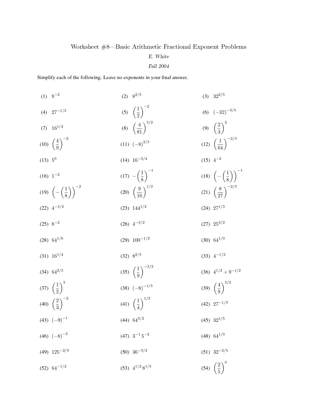 How To Evaluate Exponents