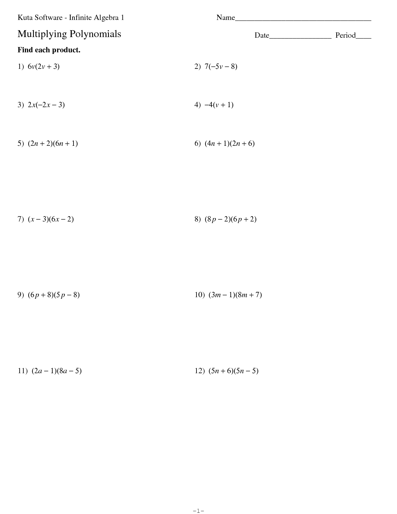 11 Best Images Of Polynomial Worksheets With Answer Key Factoring 