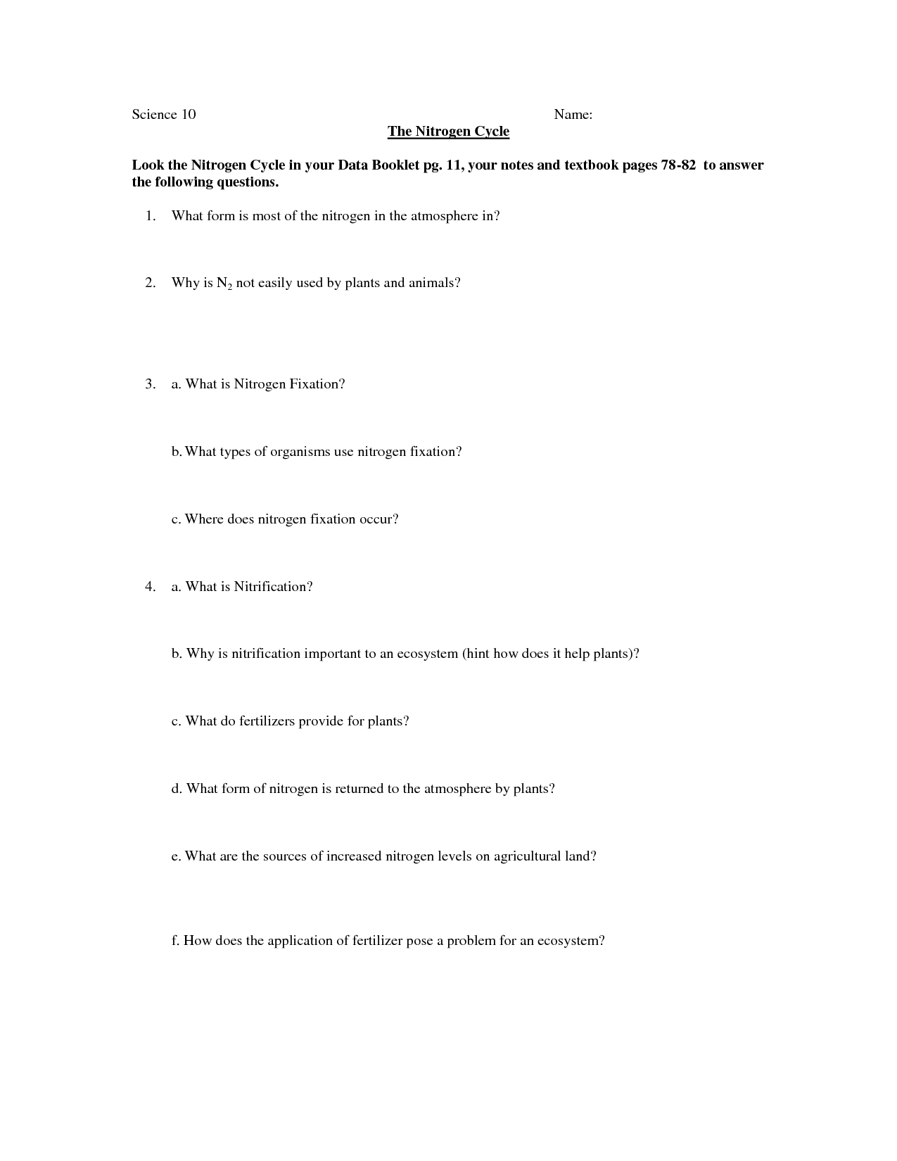 17 Best Images Of Nitrogen Cycle Worksheet Middle School Carbon Cycle 