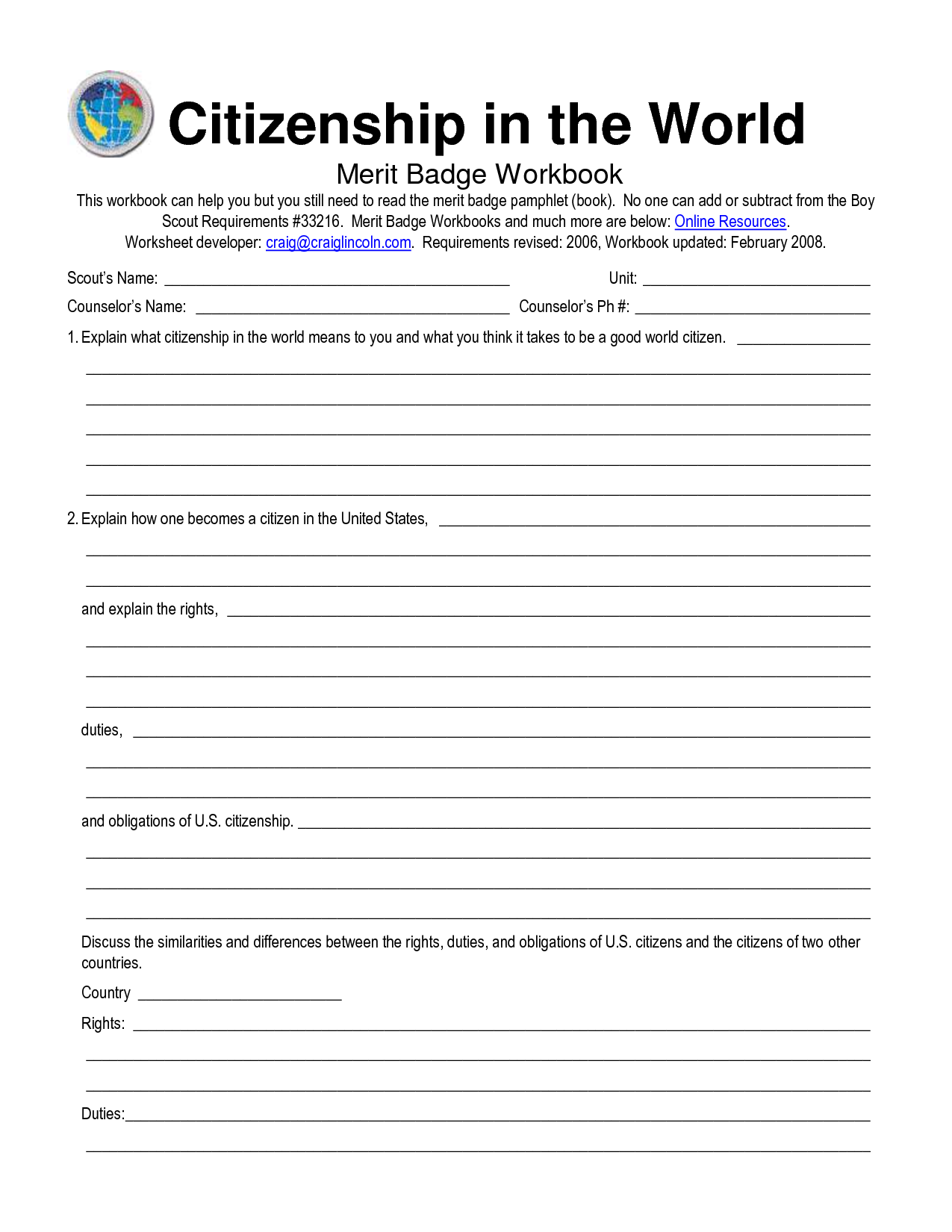 20 Best Images Of Citizenship In The Community Merit Badge Worksheet Mick Jagger Citizenship 