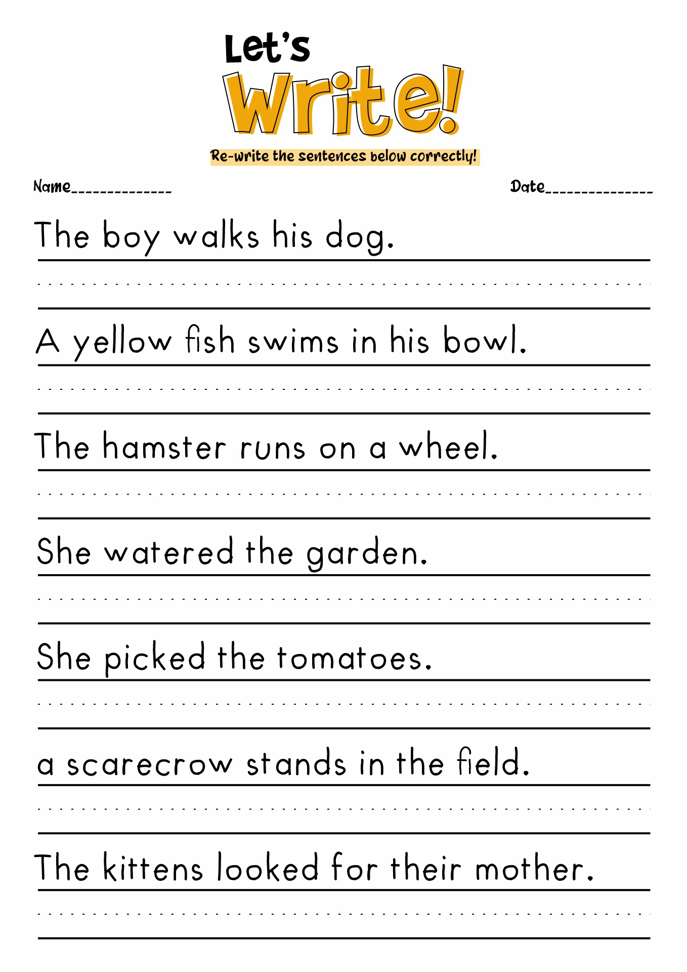 Sentence With Are For Kindergarten