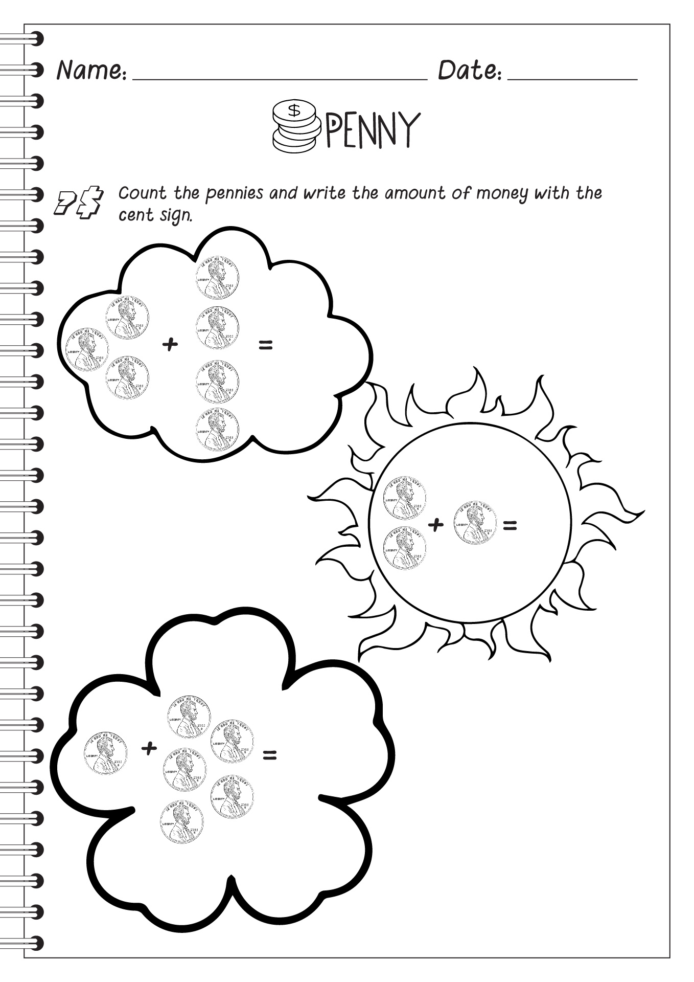 14 Best Images of Penny Worksheets For Kindergarten - Adding Coins