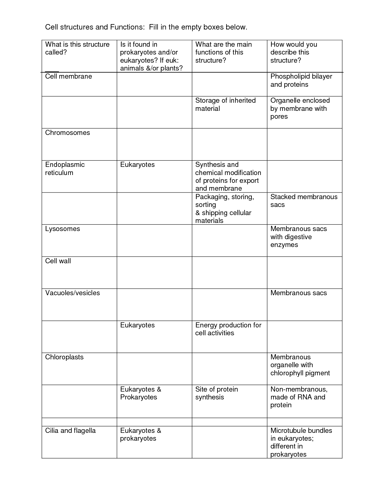 14 Best Images Of Cell Structure And Function Worksheet Answers Cell Organelles Worksheet 