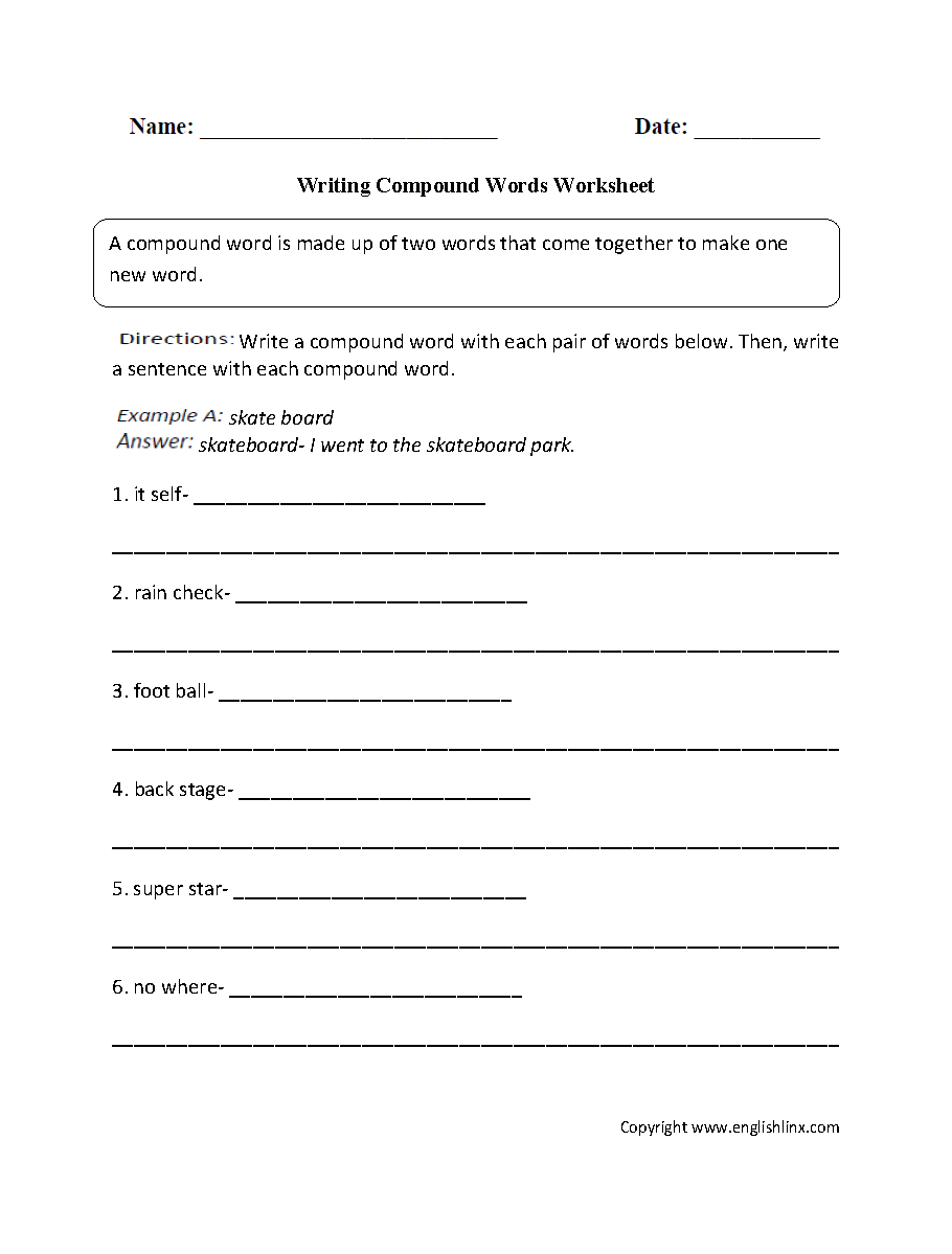 16 Best Images Of 5th Grade Compound Word Worksheets Free First Grade 