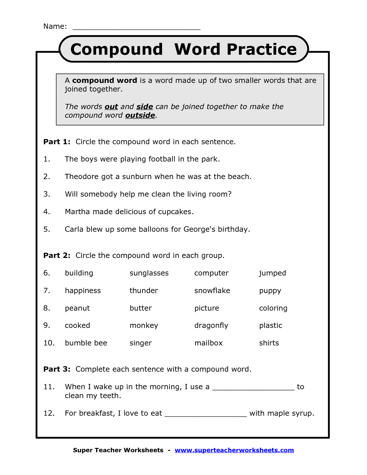 12 Best Images Of 2nd Grade Compound Words Worksheets Second Grade 