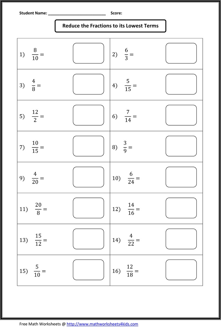 Simplest Form Fractions Worksheets Grade 5