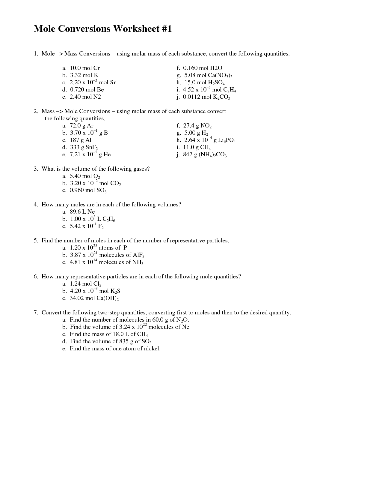 13 Best Images Of Mole Conversion Worksheet Answer Key Mole Ratio 