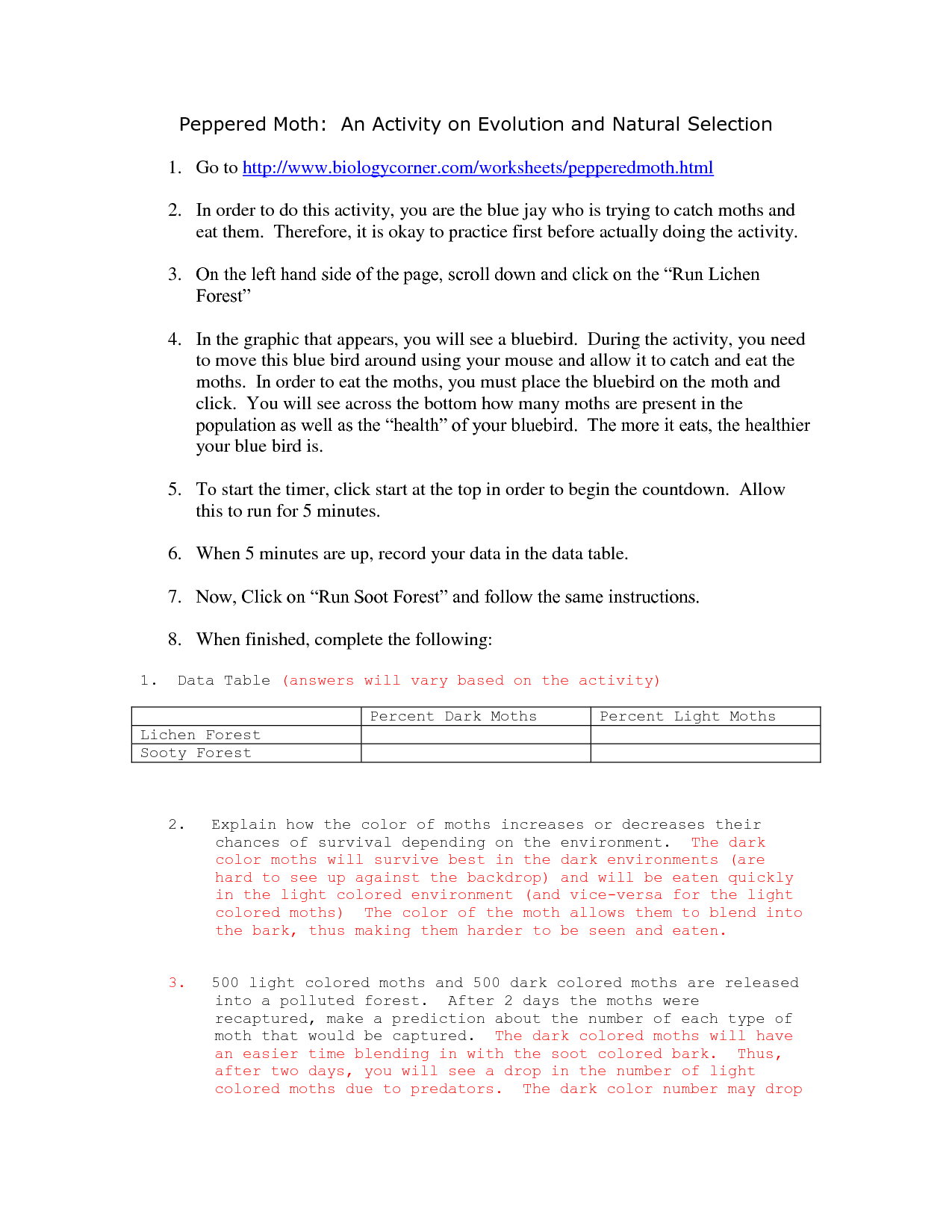 Natural Selection Simulation At Phet Worksheet Answers Ivuyteq