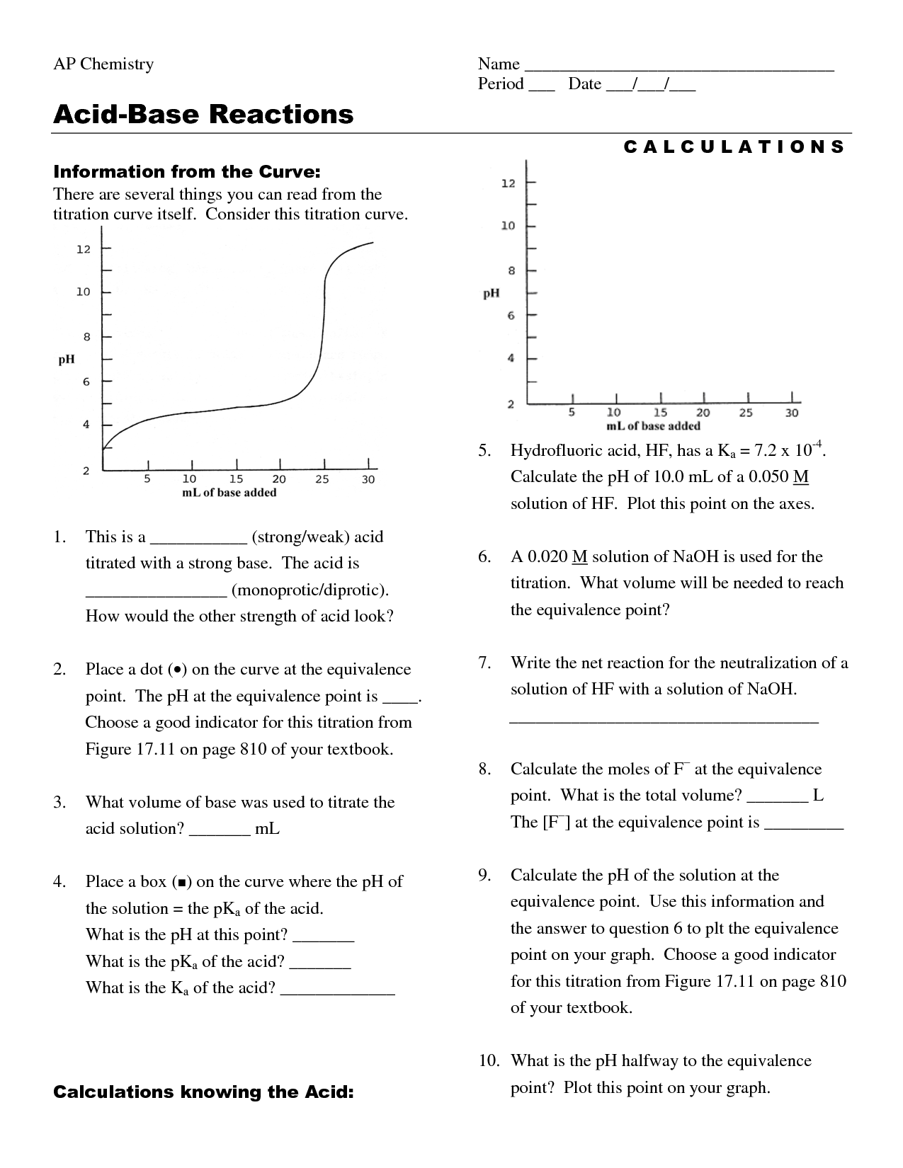 12 Best Images Of Acid Rain And Ph Worksheet Answers Acid Base Chemistry Worksheets Acids And 