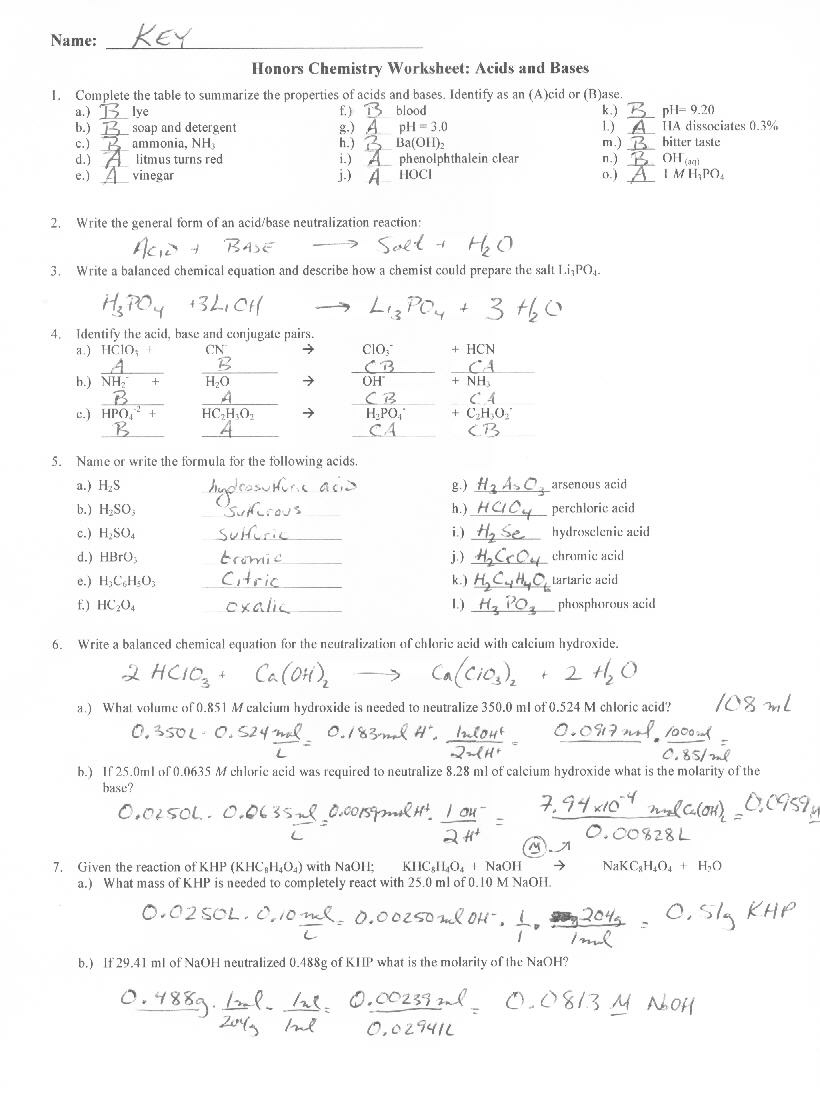 12 Best Images Of Acid Rain And Ph Worksheet Answers Acid Base Chemistry Worksheets Acids And 