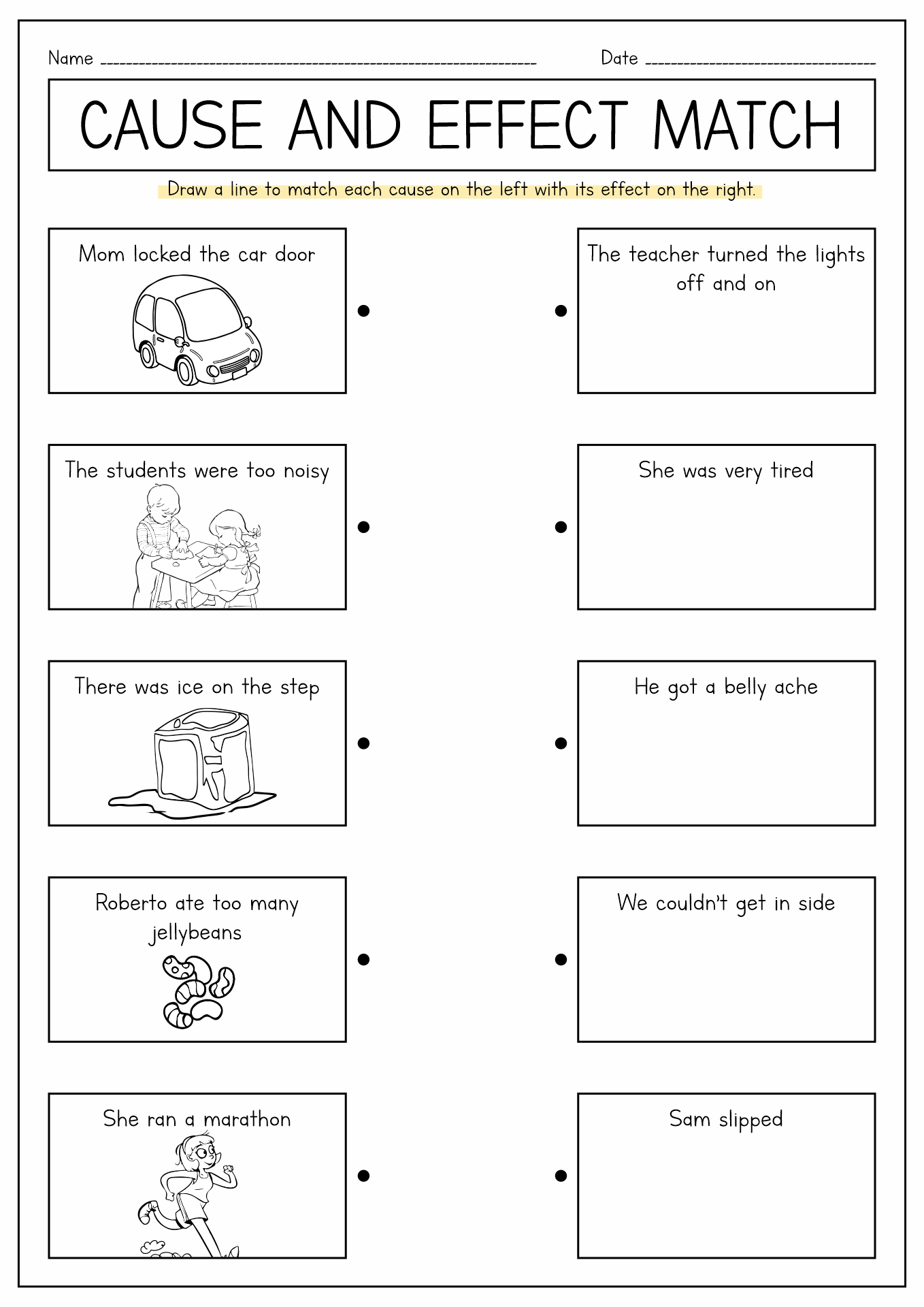 Cause And Effect Printable Worksheets