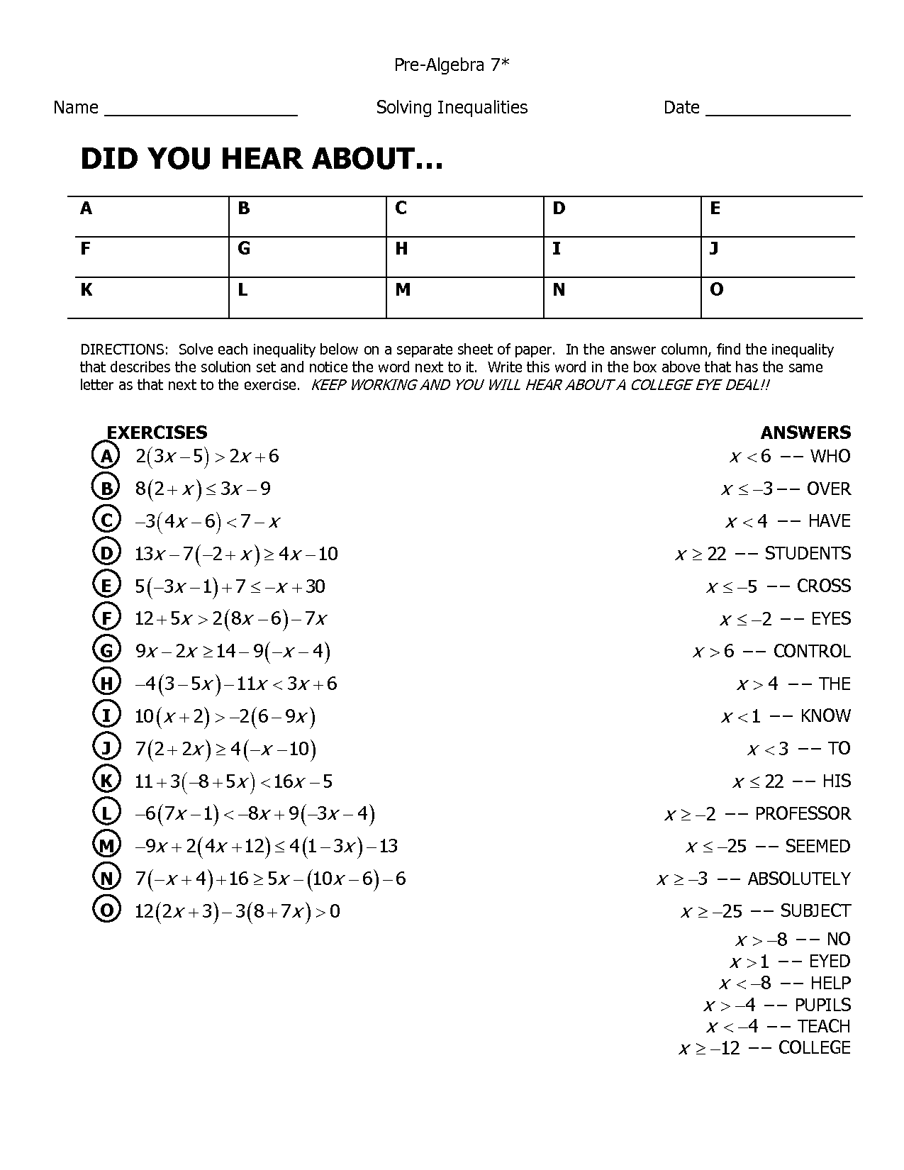 13 Best Images Of Did You Hear About Math Worksheet Answer Key Did 