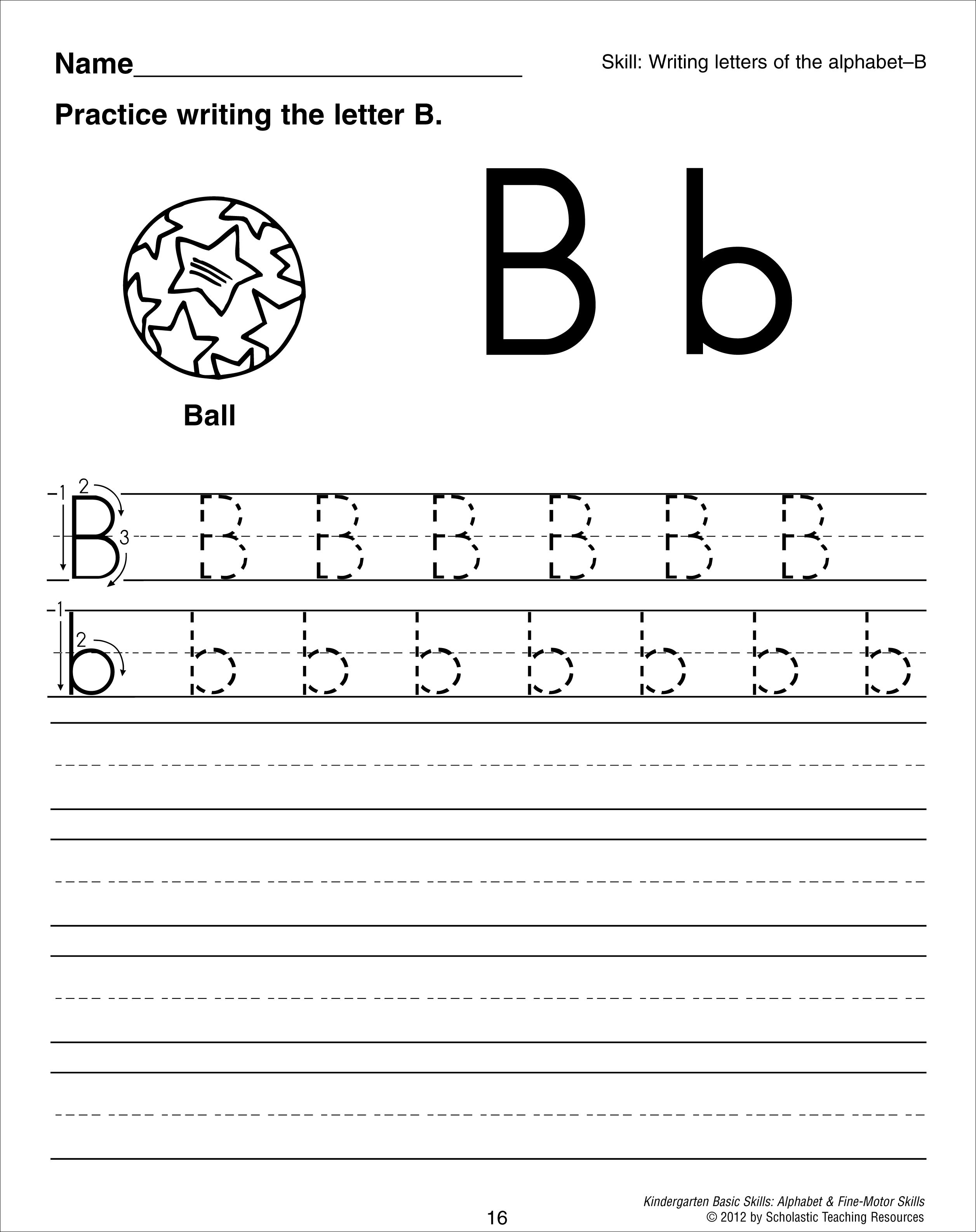 Kindergarten Letter B Worksheets