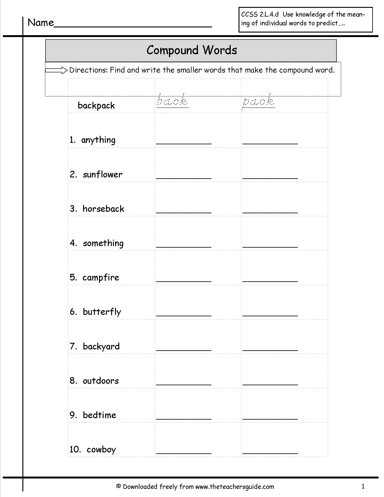 15 Best Images Of Multiple Meaning Words Worksheet 2nd Grade 2nd Grade Compound Words 