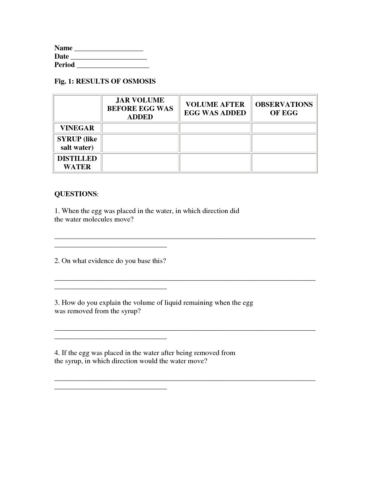 14 Best Images Of Egg And Vinegar Experiment Worksheet Osmosis And Diffusion Egg Lab Vinegar 