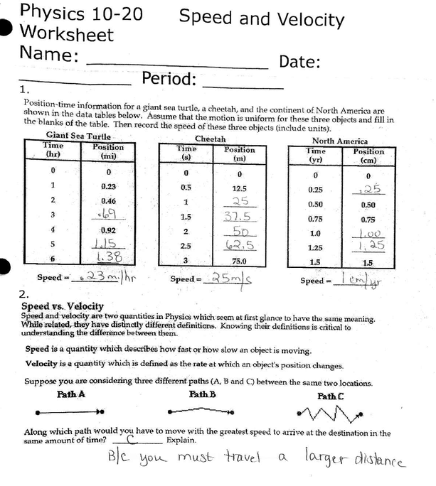 14 Best Images Of Velocity And Acceleration Worksheets Speed And 