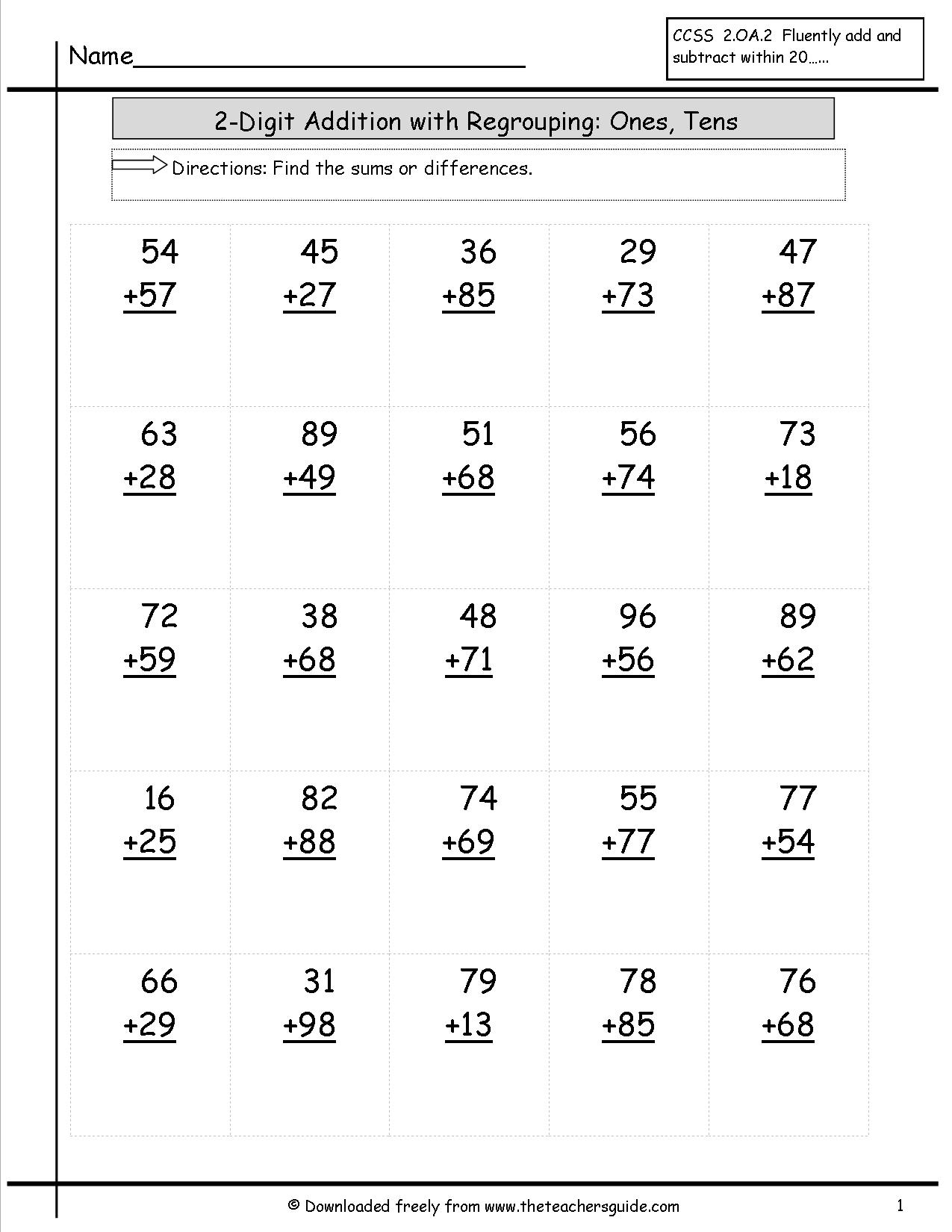 2 Digit Addition With Regrouping Pdf Double Digit Addition And Subtraction With Regrouping 2