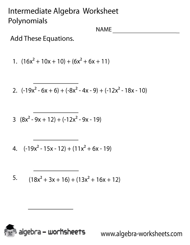 10 Best Images Of Adding Polynomials Worksheet With Answers Algebra Polynomials Worksheets