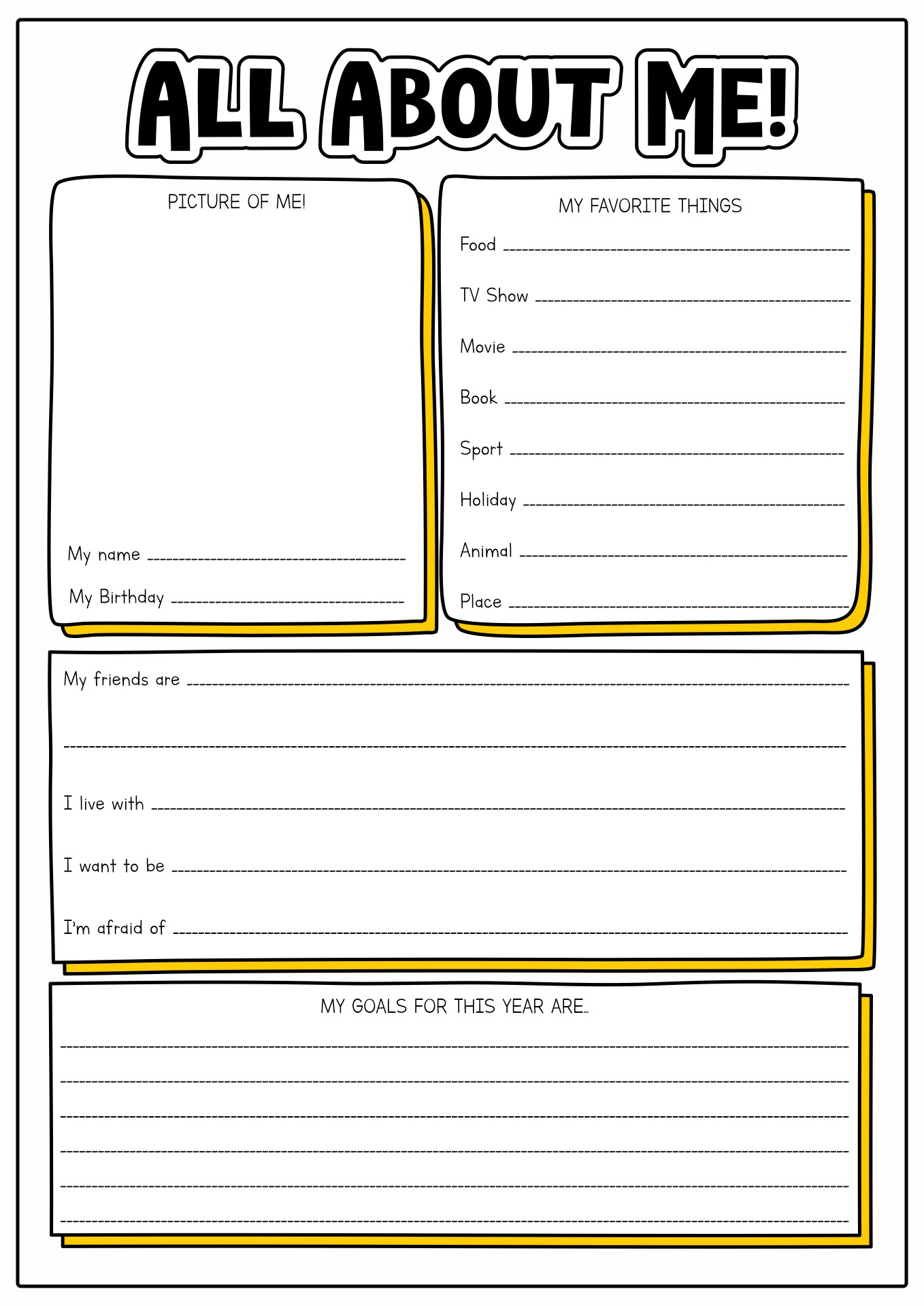 All About Me Worksheet For Adults Pdf
