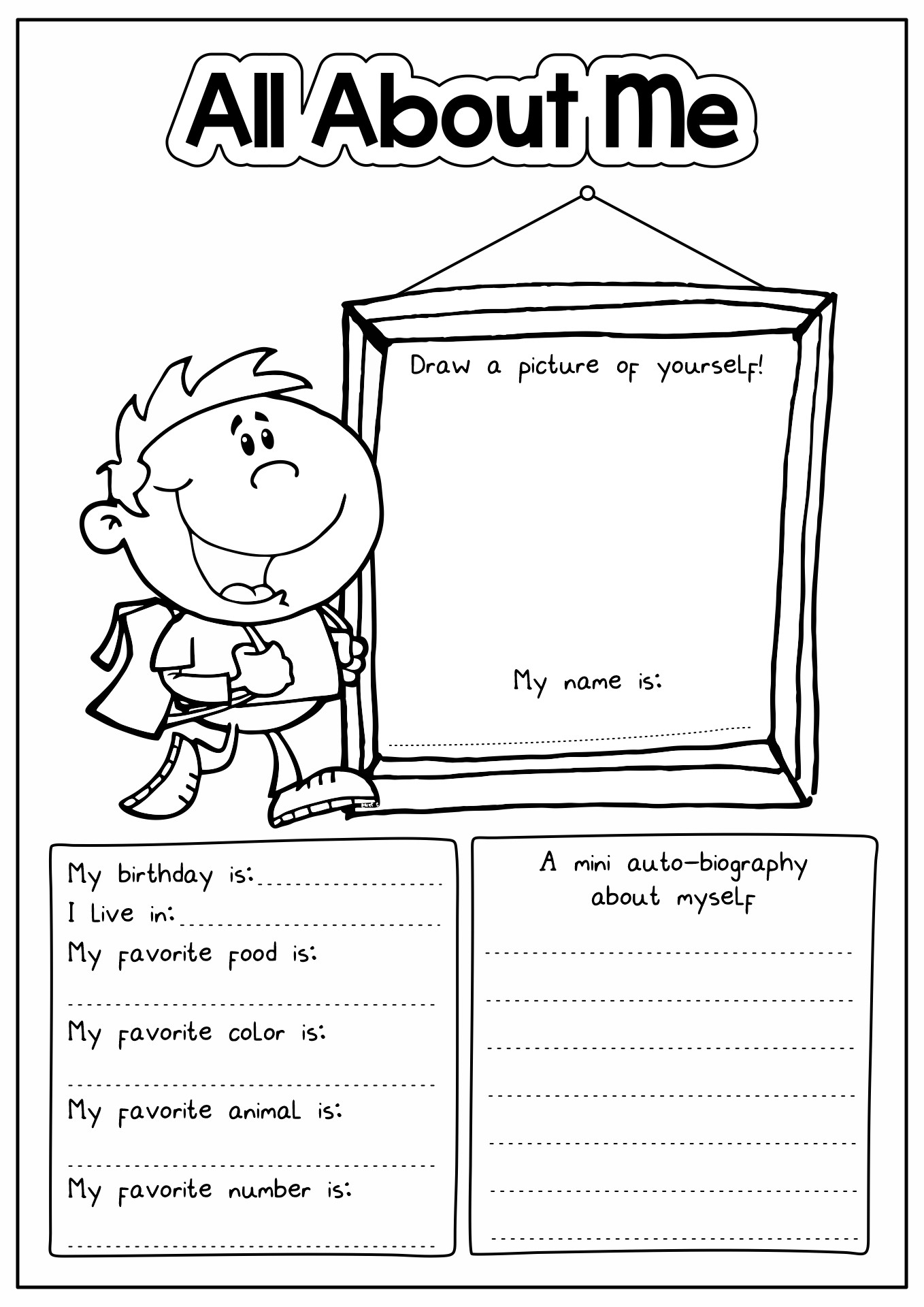 About Me Worksheet Middle School Free Printable