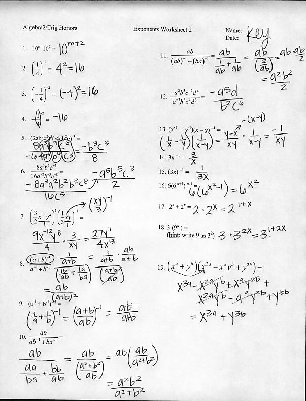 Exponent Expressions Worksheet 