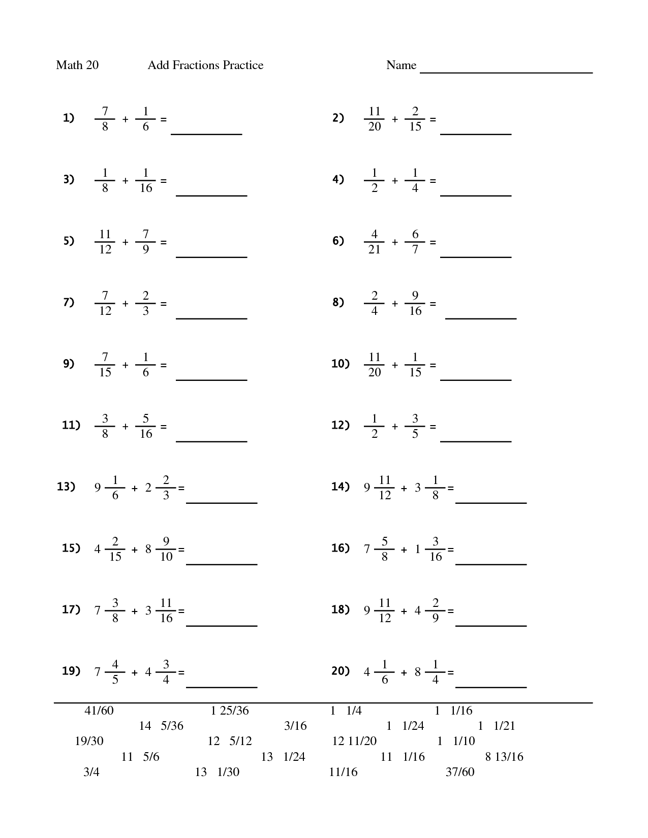 16 Best Images Of Adding Fractions Worksheets Grade 8 Printable 3rd 