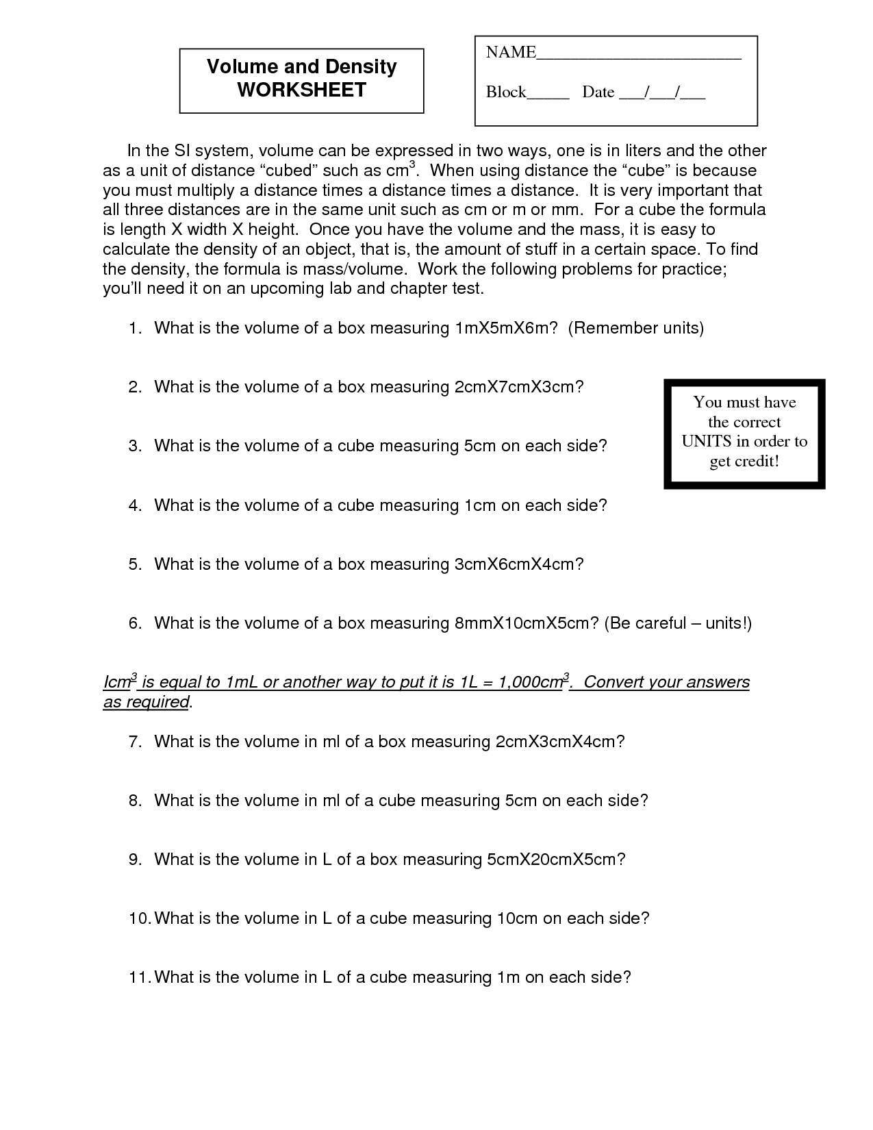 8 Best Images Of Calculating Power Worksheet Density Mass And Volume 