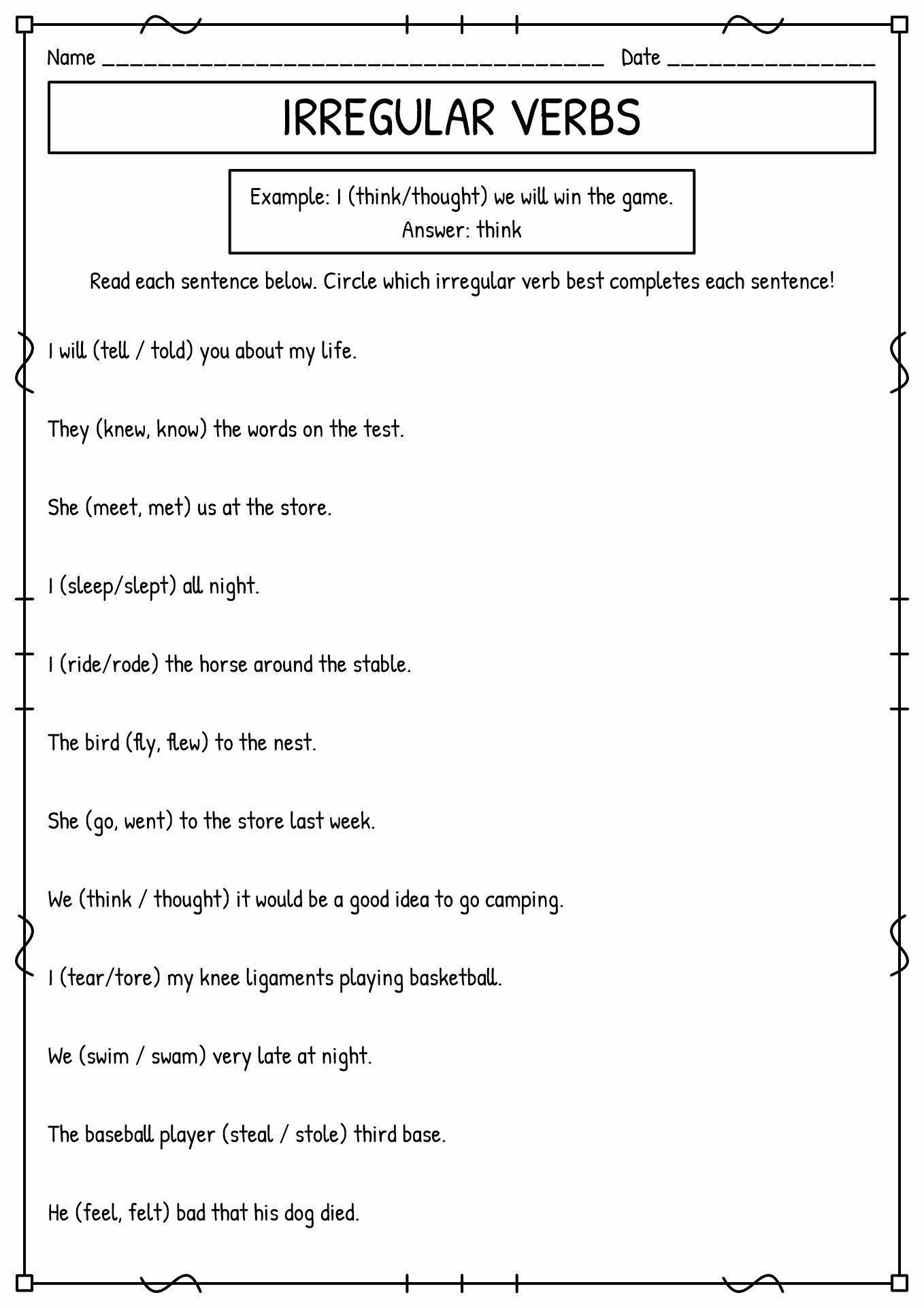 16 Best Images Of Irregular Past Tense Worksheet Past Tense For 