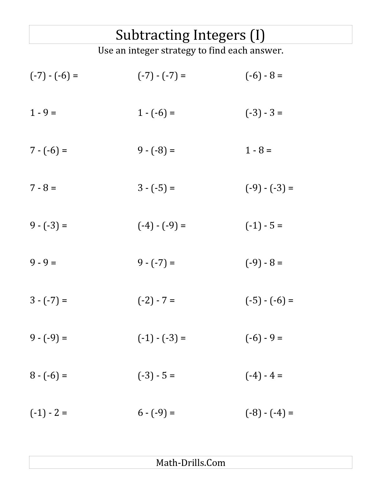 8 Best Images Of Negative Numbers Worksheets Math Worksheets With Parentheses Negative Number