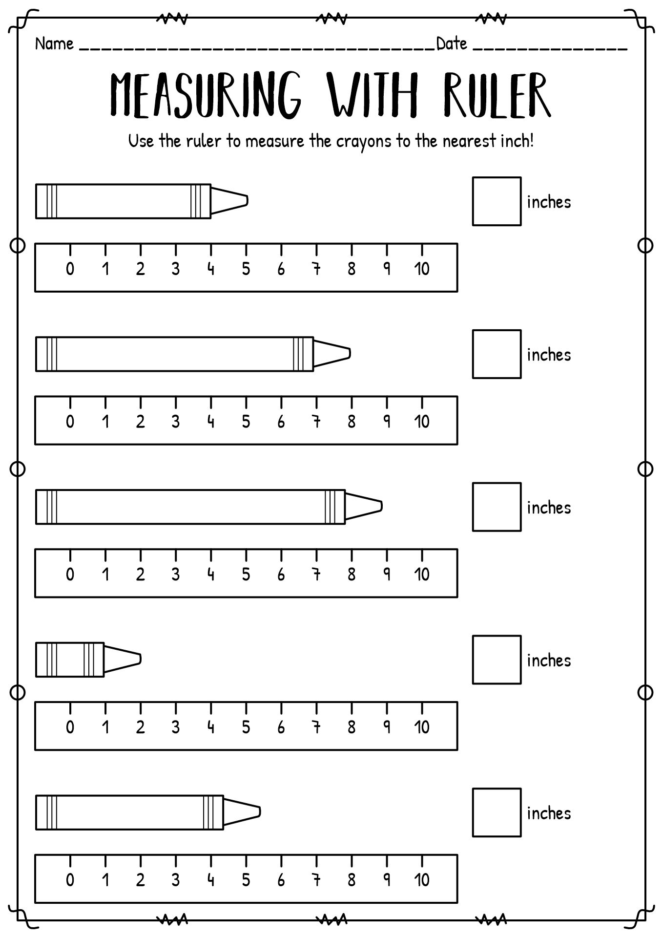 Printable Measuring For Kindergarten