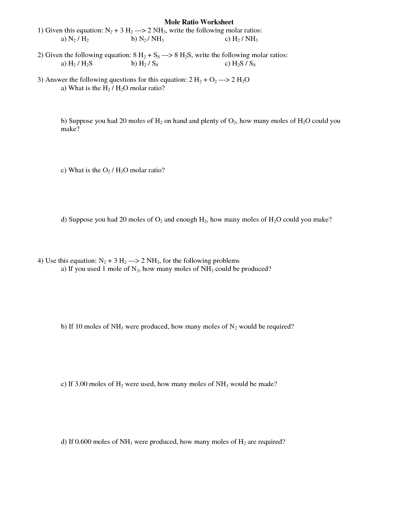 18 Best Images of Moles Worksheet With Answers - Mole Ratio Worksheet
