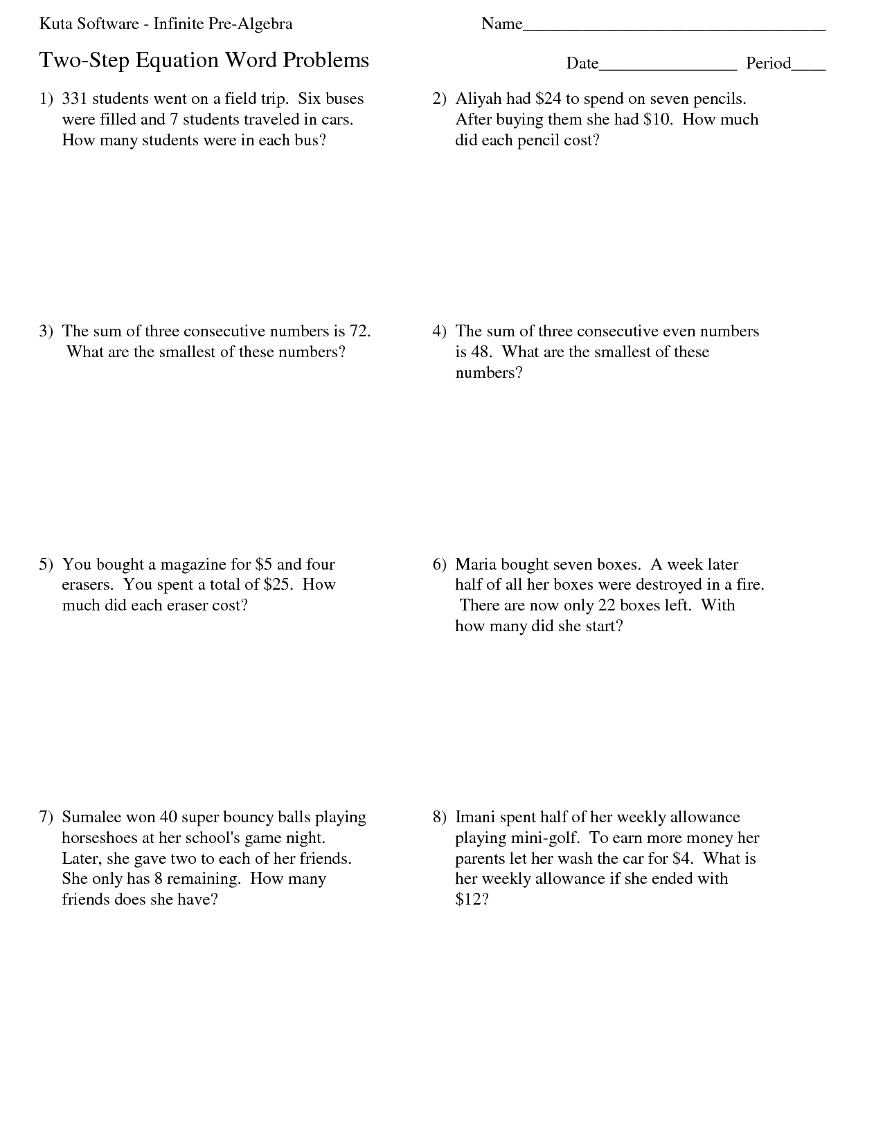 13 Best Images Of 2 Step Word Problems Worksheet TwoStep Word Problem 