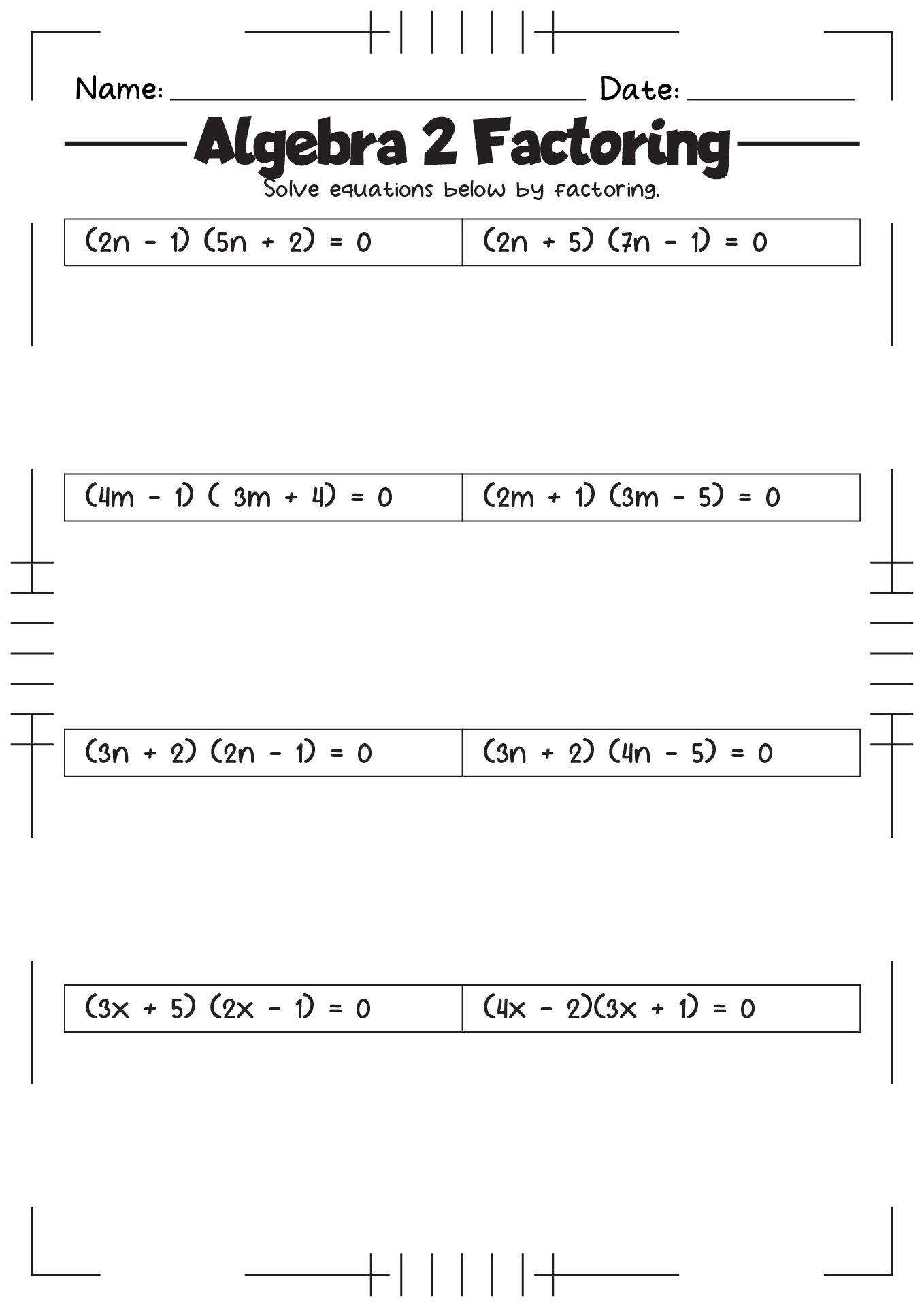 11 Best Images Of Factoring Worksheets Algebra II Algebra 1 Factoring 