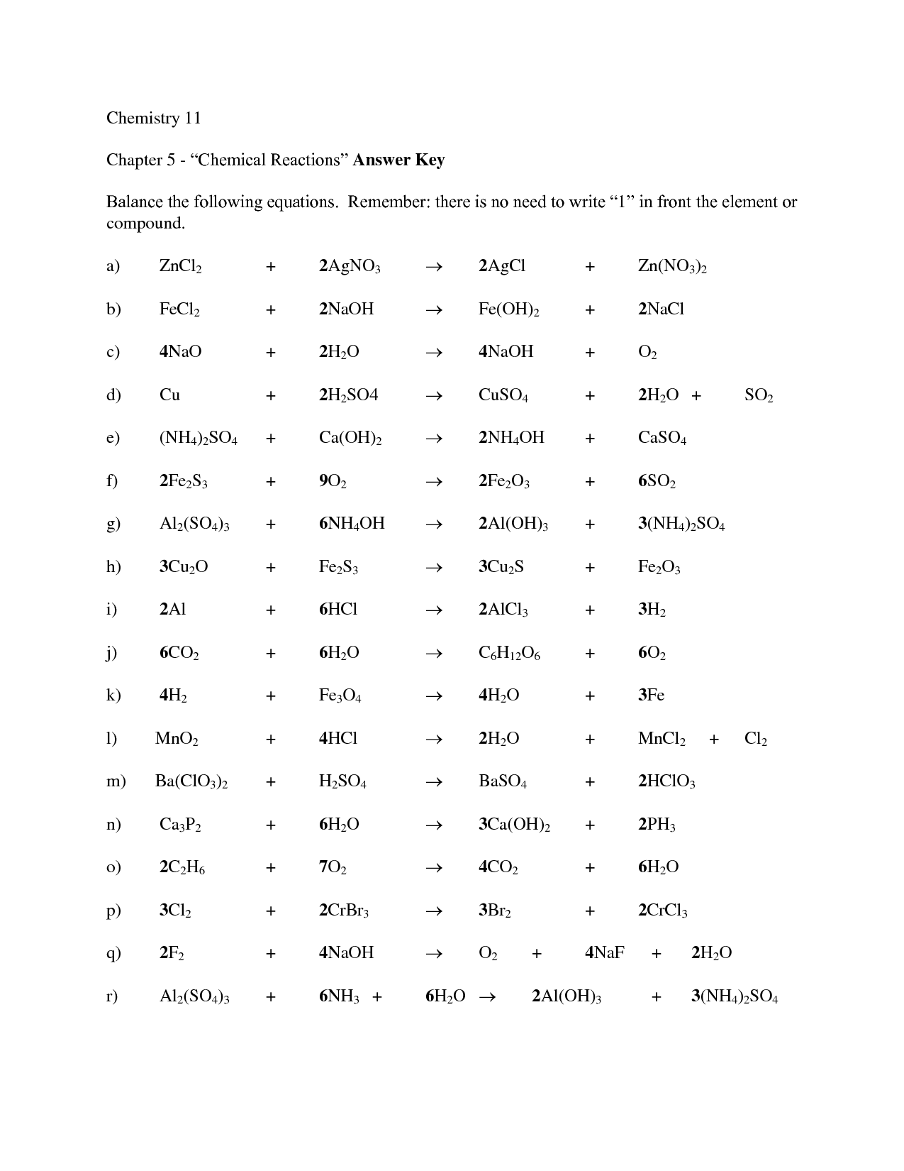 13 Best Images Of Balancing Equations Worksheet Answer Key Balancing 