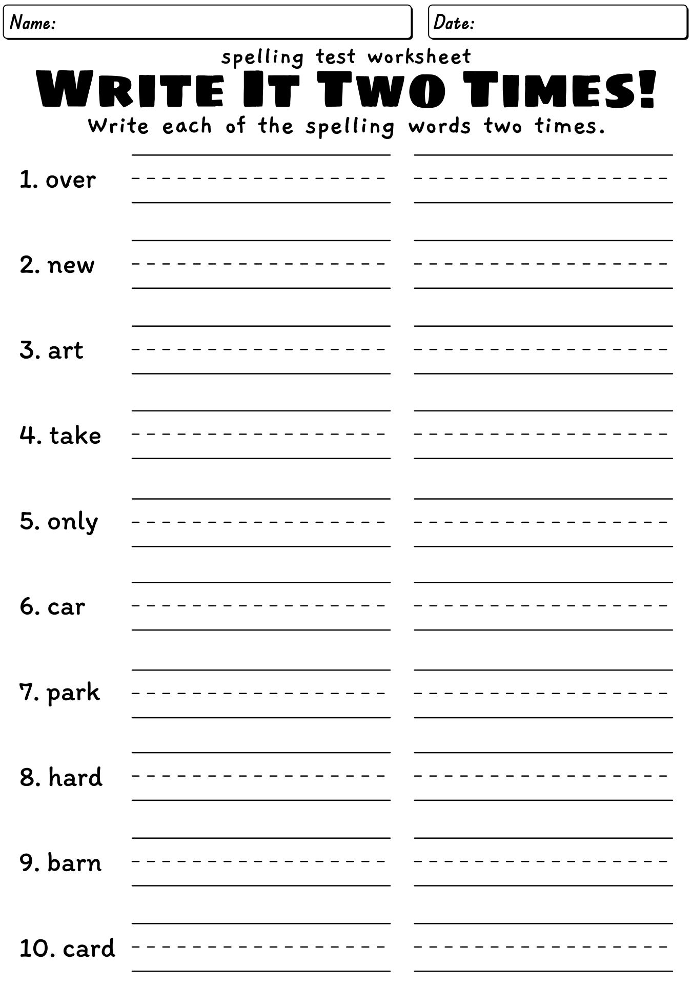 13 Best Images Of Printable Spelling Practice Worksheets Free 