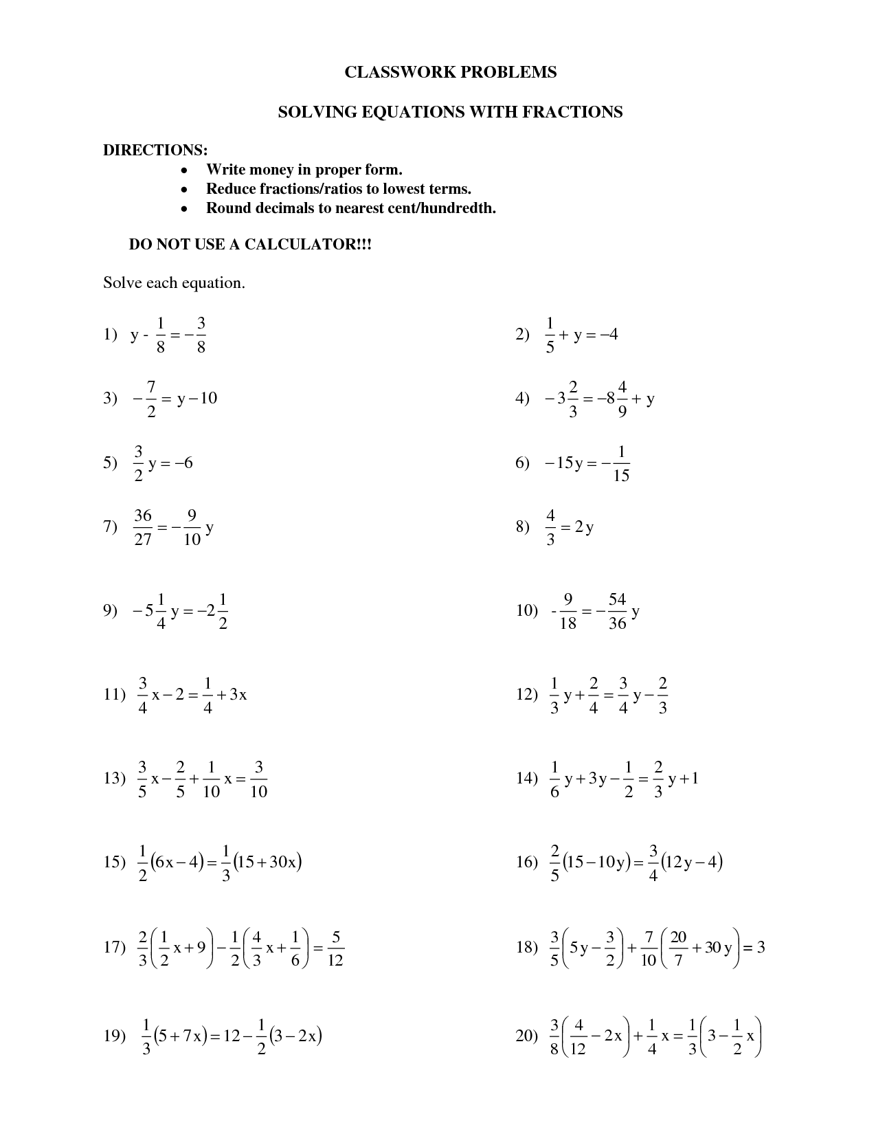 14 Best Images Of Multi Step Equations Worksheets With Answers Two 